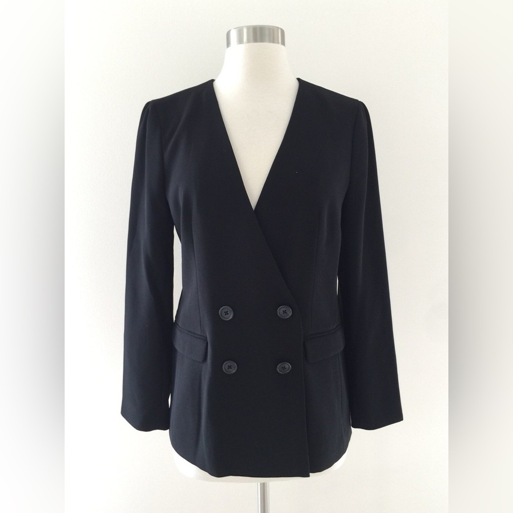 J. Crew French Girl Double Breasted Blazer in Black Size 8P Classic Workwear